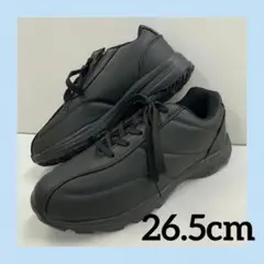 メンズ/軽量/幅広/紐スニーカー/ファスナー付き/ブラック/黒/26.5cm