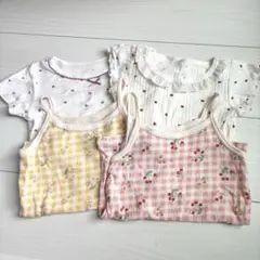 cottori futafuta 肌着 半袖 キャミソール ハート いちご 花柄