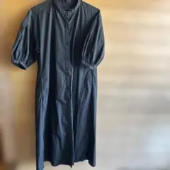 GU バンドカラーシャツワンピース(黒)