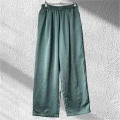 美品☆ナノユニバース Fサテンパンツ イージーパンツ ウエストゴム ワイドパンツ