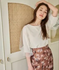 【mysty woman】シアータックスリーブ7分袖プルオーバー