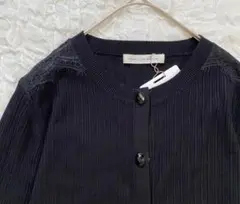 新品　MARILYN MOON　秋冬♪ ビジュ スナップボタン カーディガン　黒