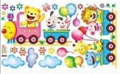 新品未使用 ウォールステッカー 動物 汽車 子供部屋に 剥がせるシール b74