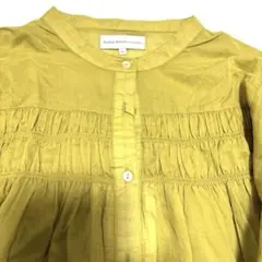 (新品)胸元シャーリングブラウス　イエロー