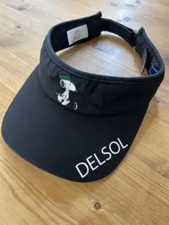 スヌーピー刺繍 ブラック　サンバイザー DELSOL デルソル