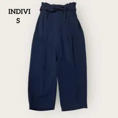 INDIVI 上品きれいめなハイウエストワイドパンツ オフィスカジュアル S