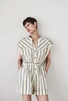 ZARA ストライプ柄　ロンパース　ジャンプスーツ