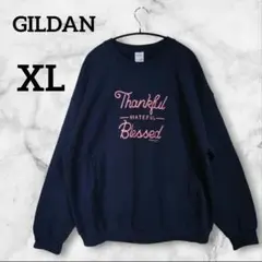 GILDAN 【XL】裏起毛ゆったりトレーナー ネイビー