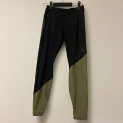 フィットネス用タイツ L 黒/オリーブ メッシュ