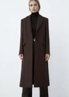 ZARA ショルダーパッド ウールブレンド コート チェスターコート