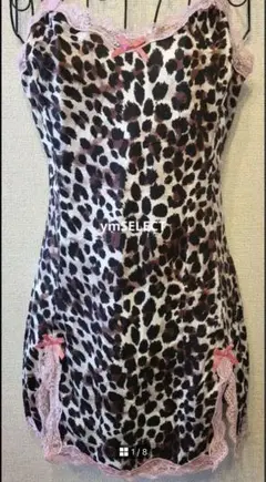 ♡新品✨y2k平成ギャル　フェアリー　レース ヒョウ柄レースキャミワンピ