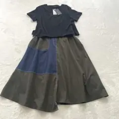 新品未使用♡ TRUBE カーキー　異素材ドッキングワンピース　セットアップ風