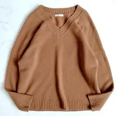 プラージュ スーパーファインウールカシミヤVネック ニット ブラウン n87