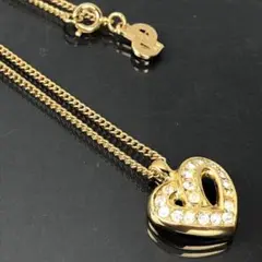ディオール Dior ラインストーン ハート ゴールド ネックレス