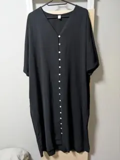 値下げ☆ブラック M ボタン付きシャツワンピース