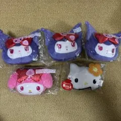 ハッピーくじ　キティ　クロミ マイメロ フェイスマスコット 5点セット