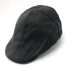 【美品】レッター ハンチング 帽子 牛革 撥水 ブラック LLサイズ