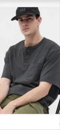 GAP ヘンリーネック Tシャツ ダークグレー