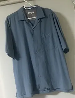 開襟シャツ　水色　M グローバルワーク