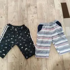 ハーフパンツセット 黒とストライプ