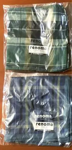 renoma paris レノマ　メンズハンカチ2枚　チェック　同柄色違い