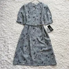 新品✨ 昭和レトロ アート柄 総柄 ロングワンピース レトロボタン ベルト 半袖