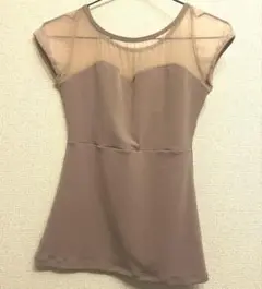 ジュエレスク バレエ トップス フレンチ スリーブ M モカ メッシュ