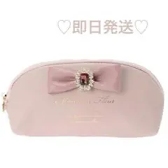 Maison de FLEUR ピンクピンク合皮リボンビジューペンケース　ポーチ
