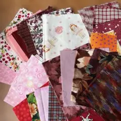 ピンク、赤系カットクロス、ハギレ２０種類ぐらい④パッチワークに