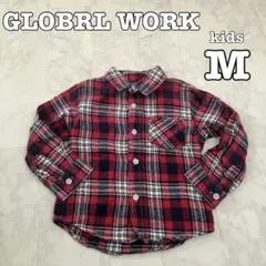 GLOBRL WORK 長袖赤チェック柄シャツ キッズ　子供M