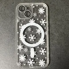【iPhone 15】クリアケース 雪の結晶柄 暑い夏に涼しい手元MagSafe
