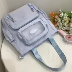 2way 推し活 バッグ ライブ用 A4対応 軽量 ナイロン ブルー ディズニー