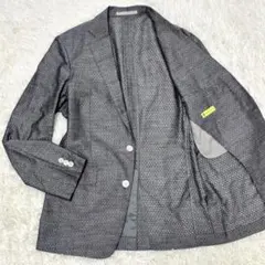【極美品】極上リネン麻 光沢シルバー総柄 リセッショニスタ ジャケット 銀