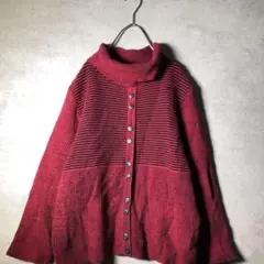 【ヴィンテージ】レトロ 飾りボタン ボーダーニット 古着 used AS19