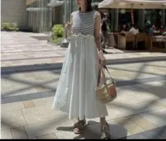 Maison de Dolce.ボーダードッキングマキシワンピース【white】