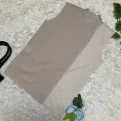 極美品　アンジェム　ノースリーブニット　薄手　ベージュ　サマーニット　ラメ　F