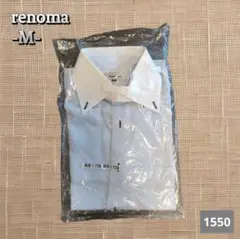 A-1550〈renoma〉半袖シャツ M 白/青 ドット柄
