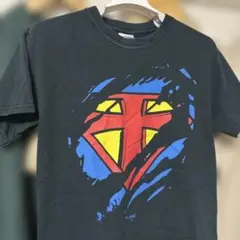 ギルダン・スーパーマン風・バンT風・ツアーT風・プリントTシャツ・黒・Sサイズ