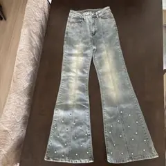 Ｓsize ビジュー付きライトブルーデニム♡