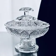 極上のオールドバカラ★Diamants et Feuillesガラスポット 蓋物