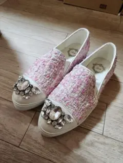 Rady ビジュー付きピンクツイードスリッポン新品未使用
