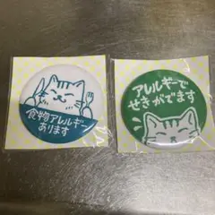 【未開封】アレルギー　猫　缶バッジ　2個セット