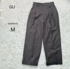 【GU】タックワイドパンツ M 上品シルエット スラックス センタープレス