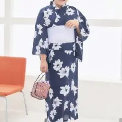 しまむら Hina 浴衣 ダリア花柄ワンピース 浴衣　3L
