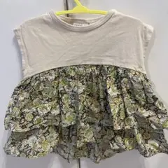 フラワープリント フリル付きトップス 90