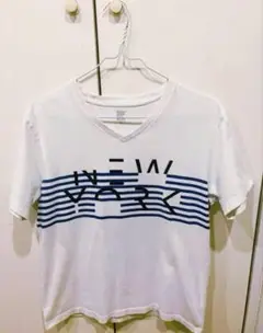 graniph グラニフ ロゴTシャツ 白×ブルー Sサイズ