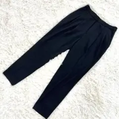 インディヴィ ブラック スラックス センタープレス Mサイズ ウエストゴム 秋冬