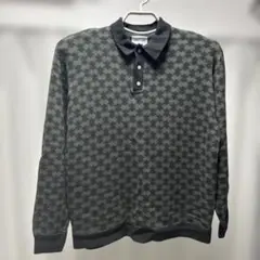 EMMA CLOTHES グリーン パターン ニットポロシャツ L