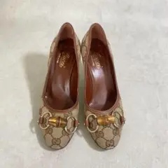 【美品】GUCCI パンプス 21.5cm ホースビット GGキャンバス