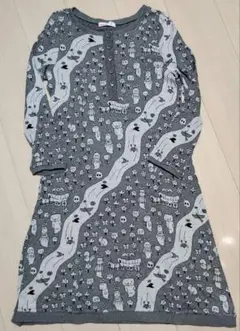 ネネット 総柄ワンピース グレー サイズ2 中古品